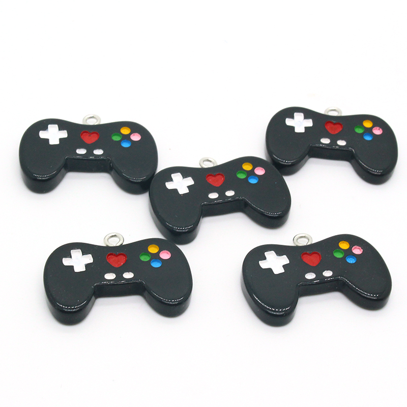 10pcs Black Video Game Controller Earring Resin Charms Smooth Kawaii Cute Necklace Keychains Pendants Diy For Jewelry Accessory