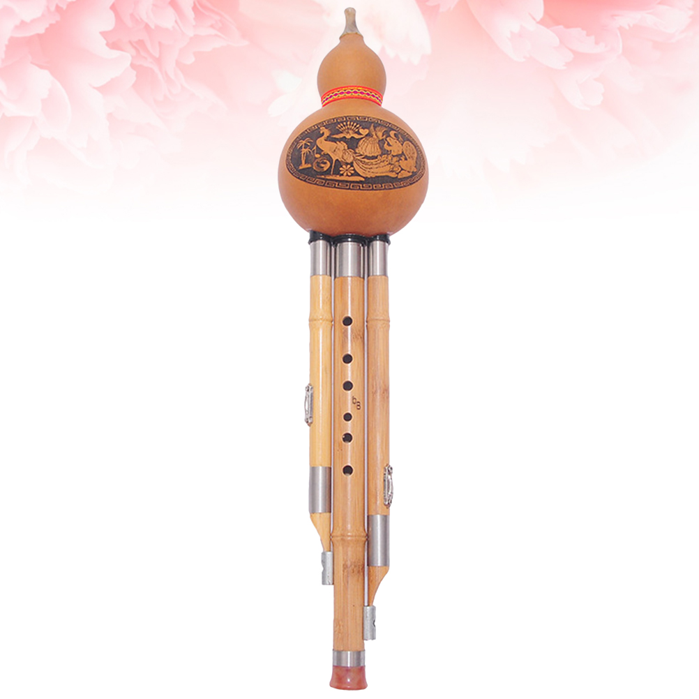 Chinese Handmade Hulusi Bamboo Gourd Cucurbit Flute Ethnic Musical Instrument bB Key for Beginner Music Lovers Instruments
