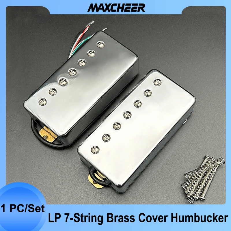 LP 7-String Guitar Brass Cover Humbucker Slotted Screw 8.5K/14K Coil Splitting Pickup for 7-String Electric Guitar Gold