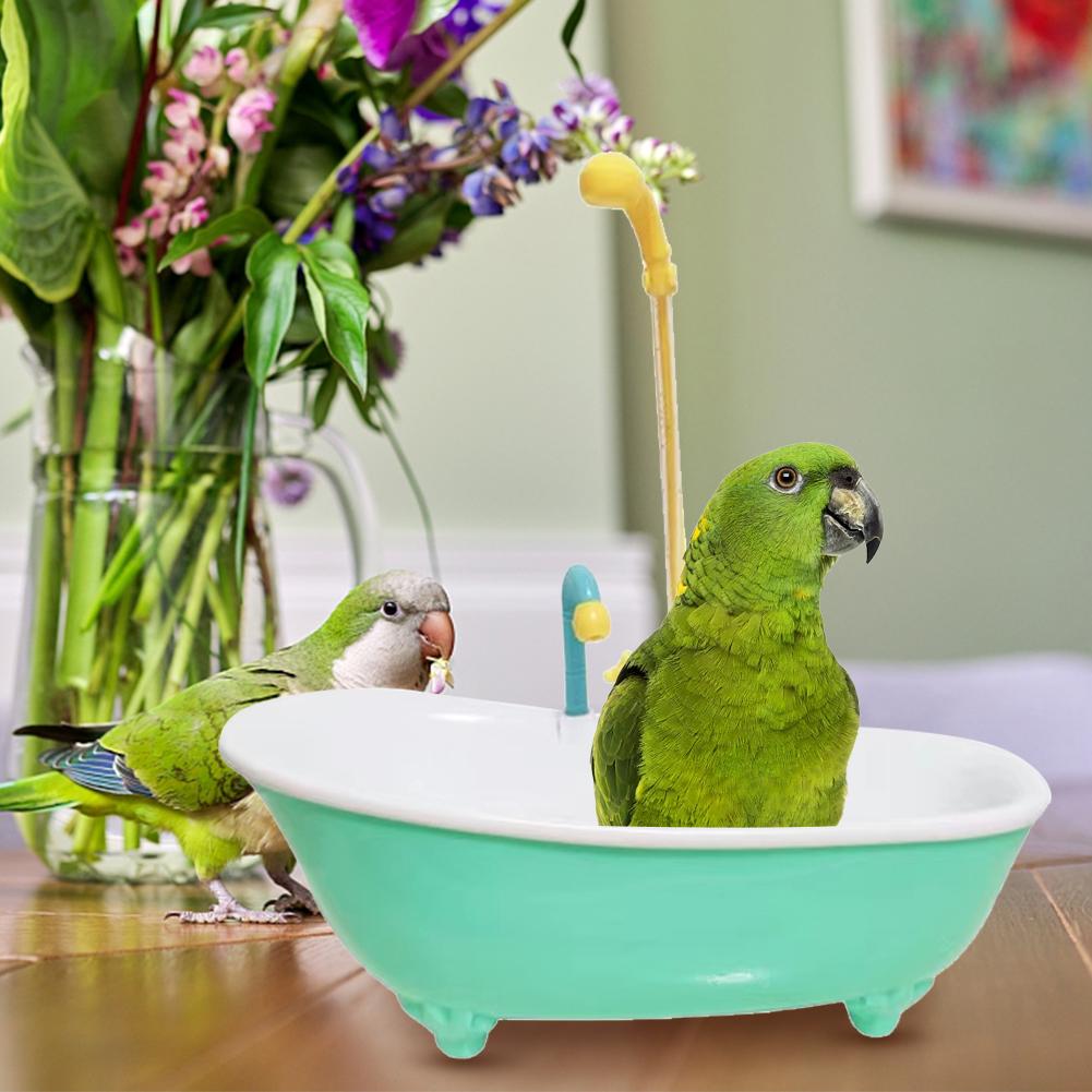 Parrot Automatic IntelligentBath Bird Shower Bathtub AccessoriesHousehold Cute Supplies Cage Blue Plastic AccessoryBird Par D8S4