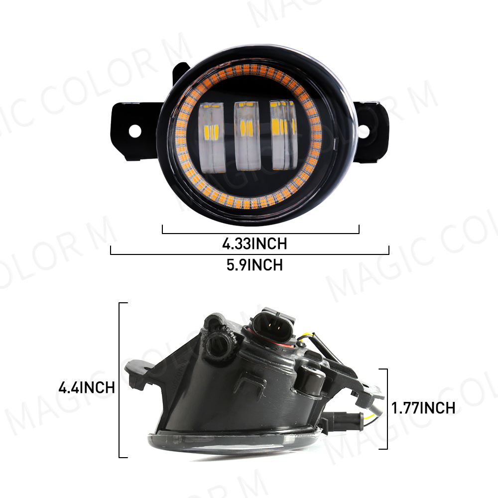 2 X Angel Eye Fog Light Assembly For Nissan X-Trail Rogue T32 2014 2015 2016 Car LED Lens Fog Daytime Running Lamp DRL H11 12V