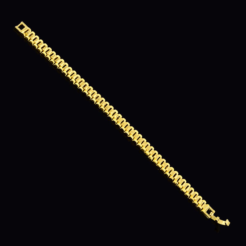 Wholesale 24k Gold GP 8MM Watchband Bangle Bracelet for Men Women 19CM Drop Shipping. Pure Gold Color Men's Bracelet Jewelry