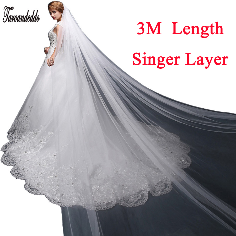 3M Elegant White/Ivory Single Layer Simple Veils Long Wedding Veil Bridal Accessories