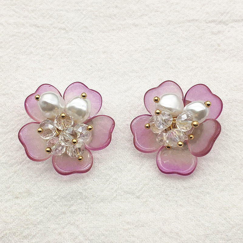 New arrival! 30mm 30pcs Copper/Crystal Flat back Flower Shape Charm for Earrings Making/DIY parts,Jewelry Finding & Component