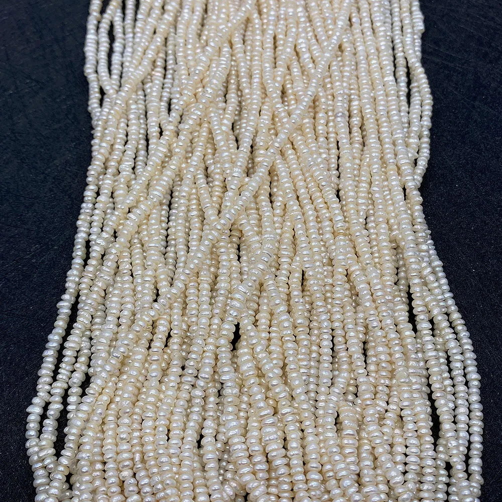 Natural Freshwater White Pearl Oblate Abacus Bead 3-4mm Small Loose Beads Jewelry Making DIY Necklace Earrings Real