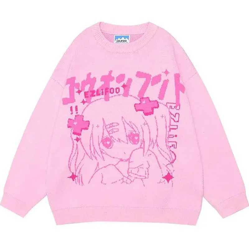 Men's Sweaters Anime Sweater Women Oversized Japanese Kawaii Jumper Autumn Cartoon Knitting Pullover Sweater Vintage Harajuku Sweatshirts Y240622