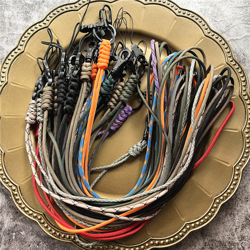 New Outdoor Rock Climbing Paracord Keychain Lanyard Snake Knot Split Ring ID Holder Mulyiple Use Long Lanyard For EDC Knife Key