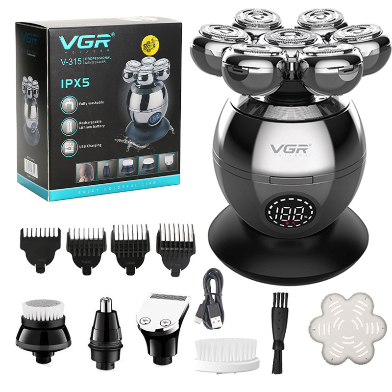 Original VGR Pro Electric Shaver For Men Wet dry 5in1 Body Hair Trimmer Beard Razor Bald Head Shaving Machine Rechargeable