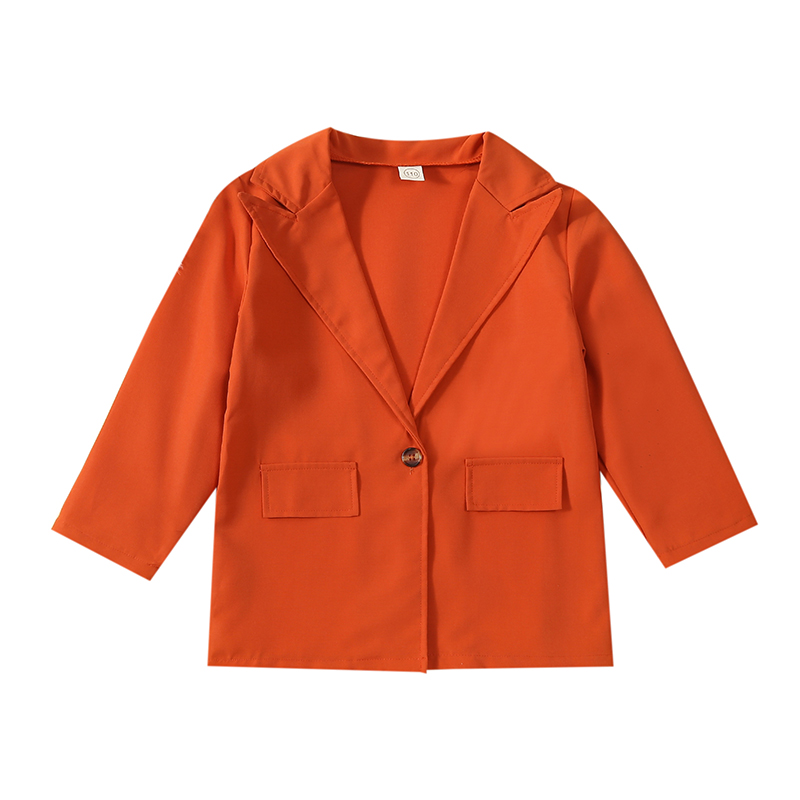 Pudcoco Toddler Kids Baby Girl Fall Jackets Long Sleeve Notched Lapel Coats Single Breasted Blazers Outerwear 3-7T