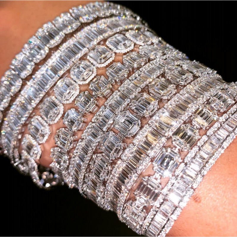 Trendy Lab Diamond Bracelet Bangle White Gold Filled Bijou Party Wedding Bracelets For Women men Anniversary Engagement Jewelry