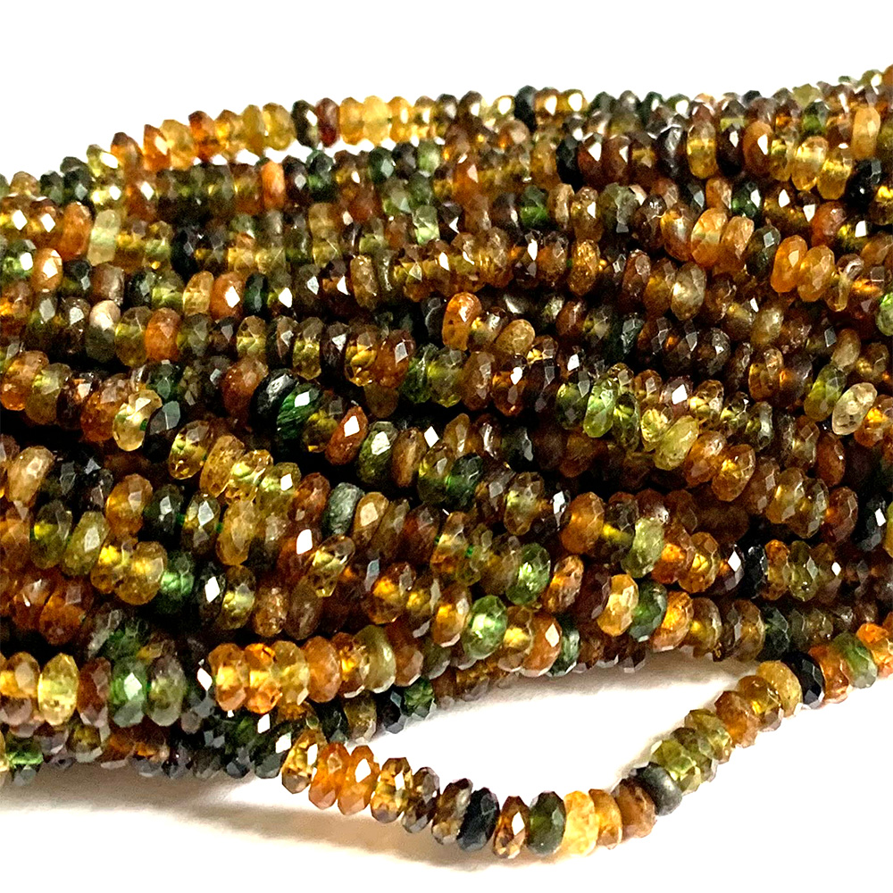 Veemake Yellow Green Tourmaline Natural Stones Gemstones Necklace Bracelets Earrings Faceted Rondelle Beads For Jewelry Making