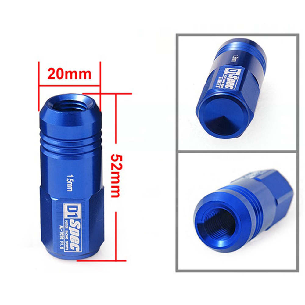 D1spec Jdm Light Weight Aluminum Wheel Racing Lug Nuts M12X1.25 / M12X1.5,L : 52mm 20pcs/set For Toyota For Nissan HU-D1-660