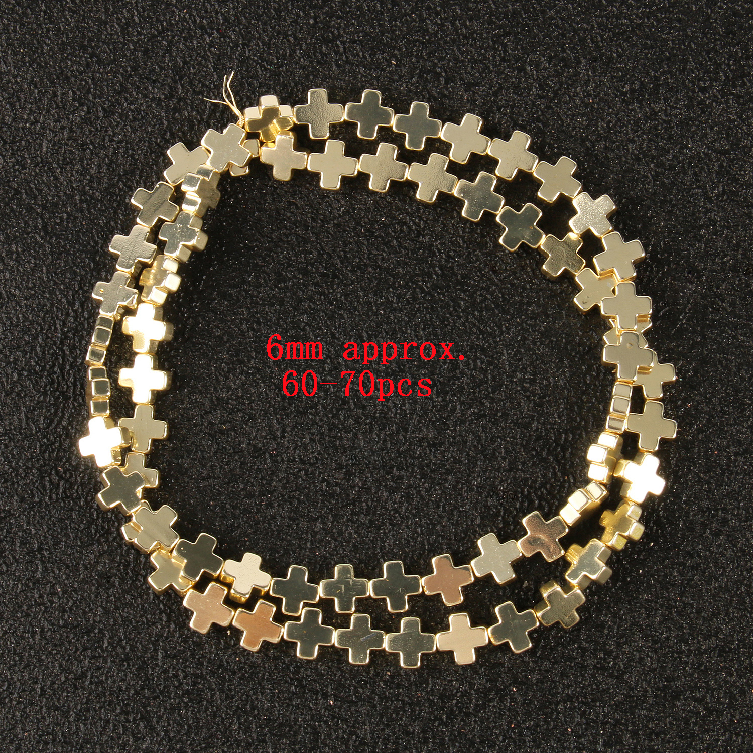 Natural Stone Cross 9K Gold Plated Hematite Rondelle Loose Spacer Beads for Jewelry Making Gift DIY Bracelet Accessories 4 6 8mm