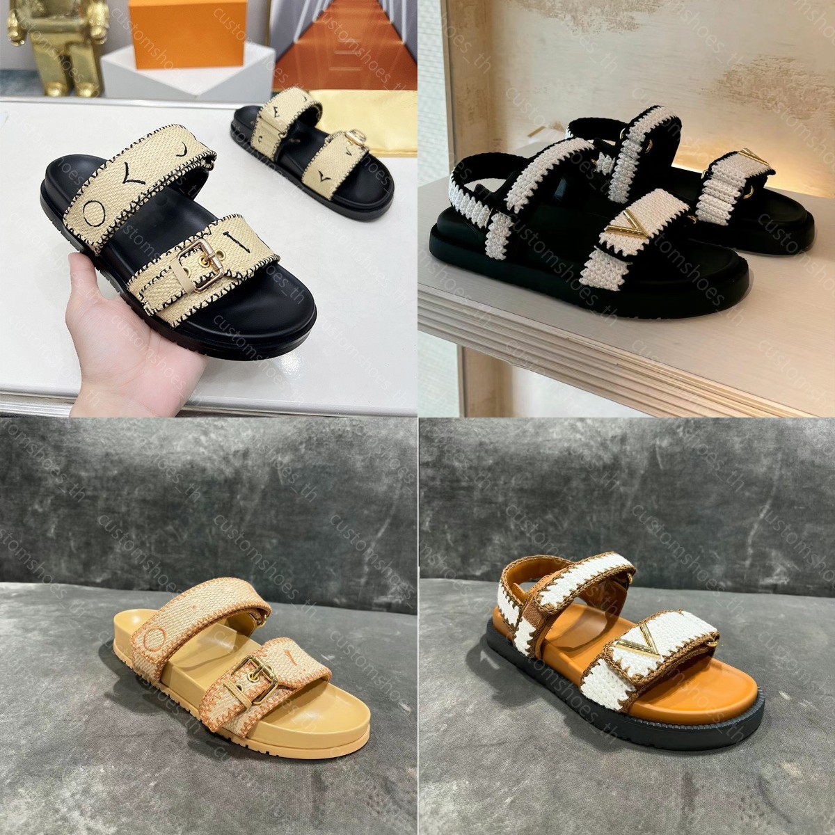 Designer Sandals Sunset Flat Comfort Mule Sunset Sandal Bom Dia Mule Bom Dia Slides Suede slide Women Slippers Double Banded Slippers Buckle Mule Denim Slides