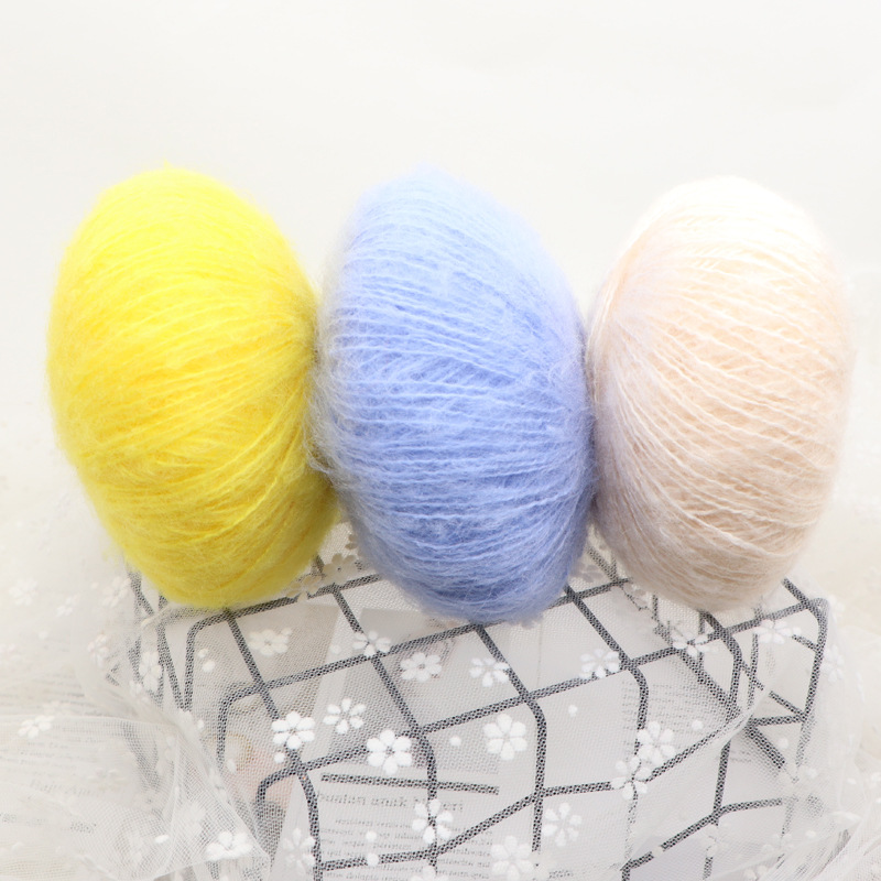25g Worsted Natural Soft Silk Fine Wool Mohair Yarn Skein Baby Organic Crochet Hand Knitting Sewing Thread Scarf Shawl