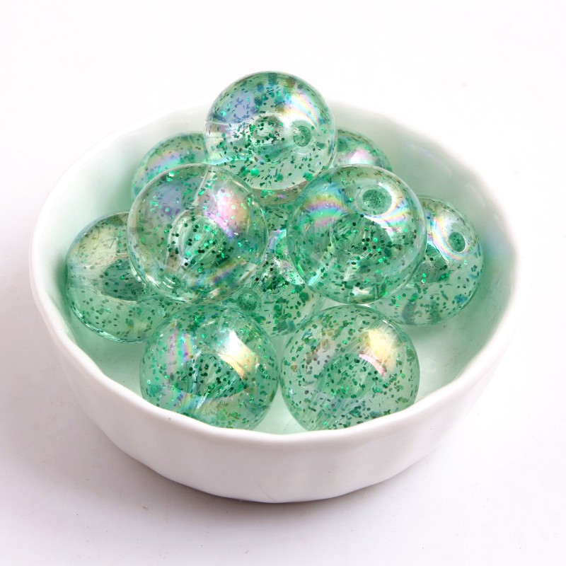 Kwoi Vita Retail Bulk Price Acrylic Transparent Glitter Beads For Chunky Baby Bracelet Necklace Making 10MM to 20MM