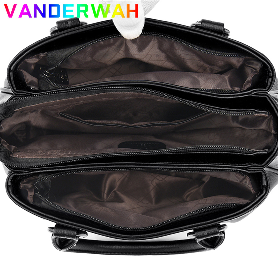 Women's High Quality Soft Leather Top-Handle Bags for Women Female Shoulder Crossbody Sac Luxury Designe Ladies 3 Layers Handbag