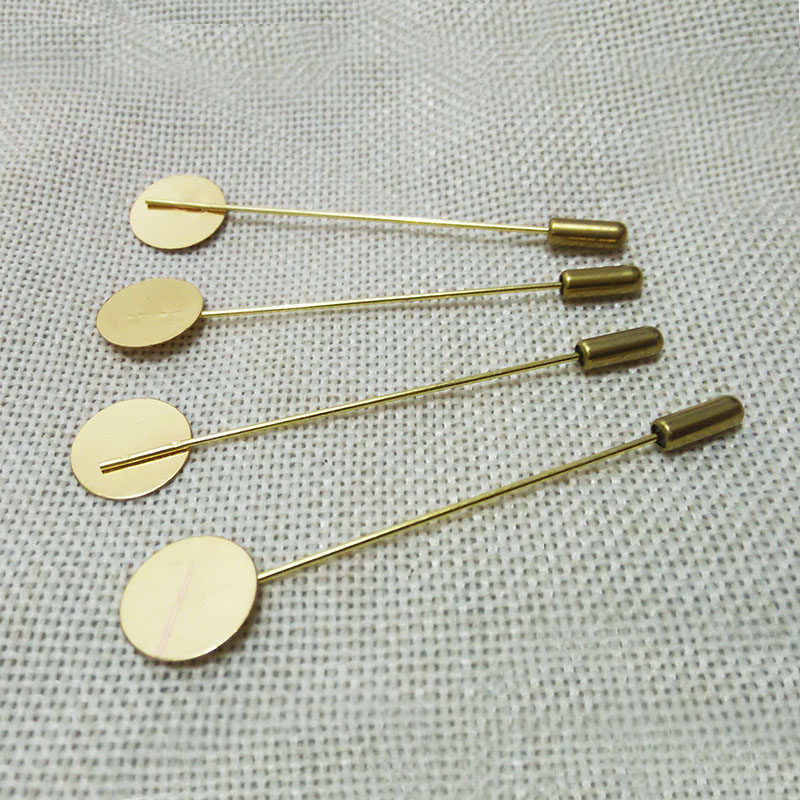 brooch lapel pin Flat Blank Setting base women men's shawl cape scarf findings connector safety hijab pins needles stoppers diy