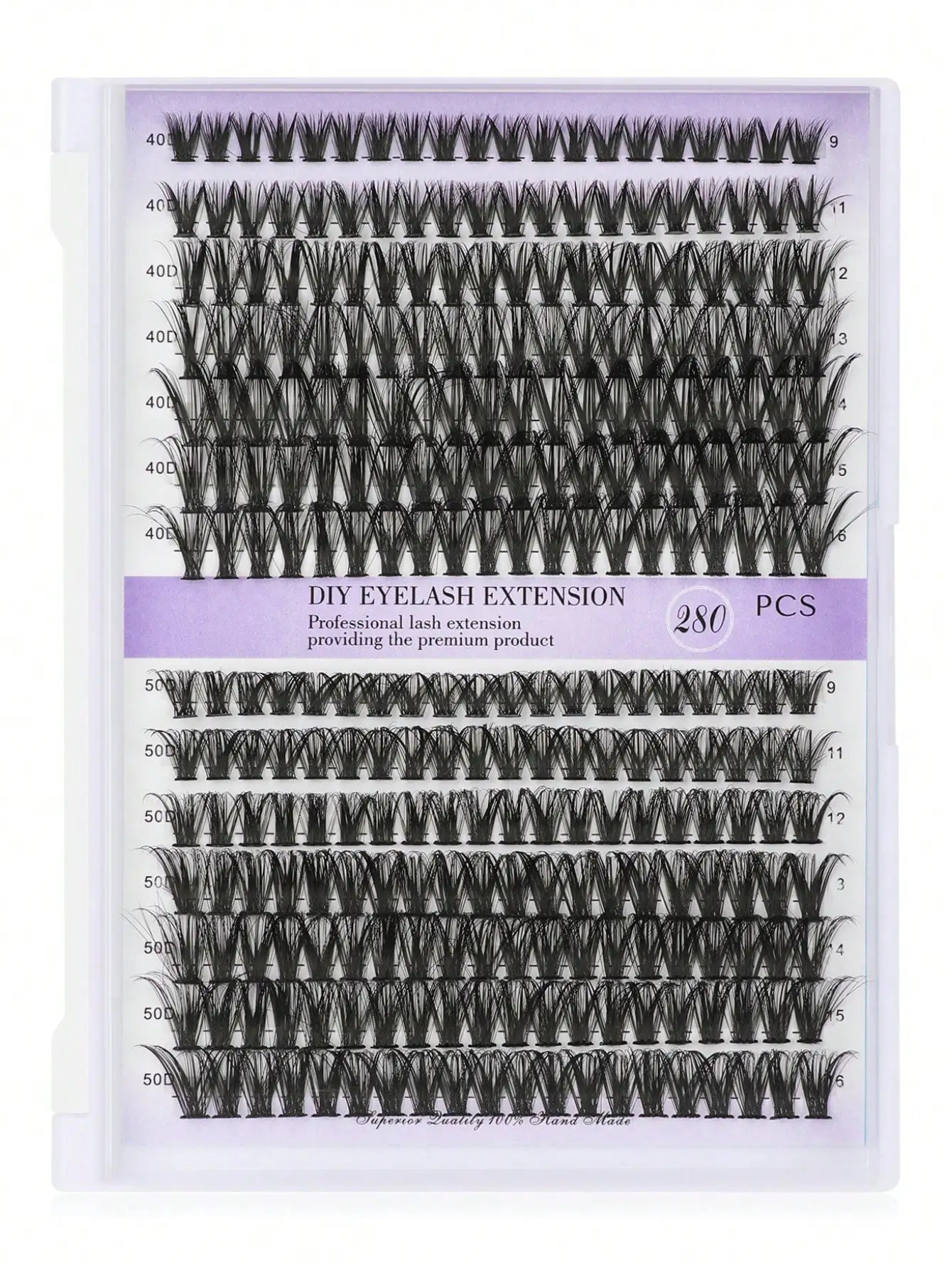 DIY Eyelash Set 280pcs Individual Lashes Cluster D Curl 9-16mm Mix Lash Clusters with Lash BondSeal and Lash Applicator Tool 240624