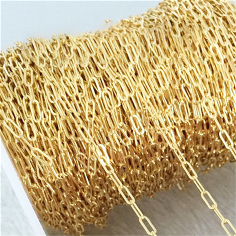Real 14K Gold Filled Flat Paperclip Chain 2.5MM Chain Necklace Gold jewelry Minimalist Gold Filled Chain DIY Jewelry