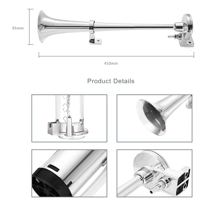 12V 17 Inch Car Air Horn 150DB Super Loud Horn Truck Train Horn Kit for Car Truck Lorry Train Boat SUV