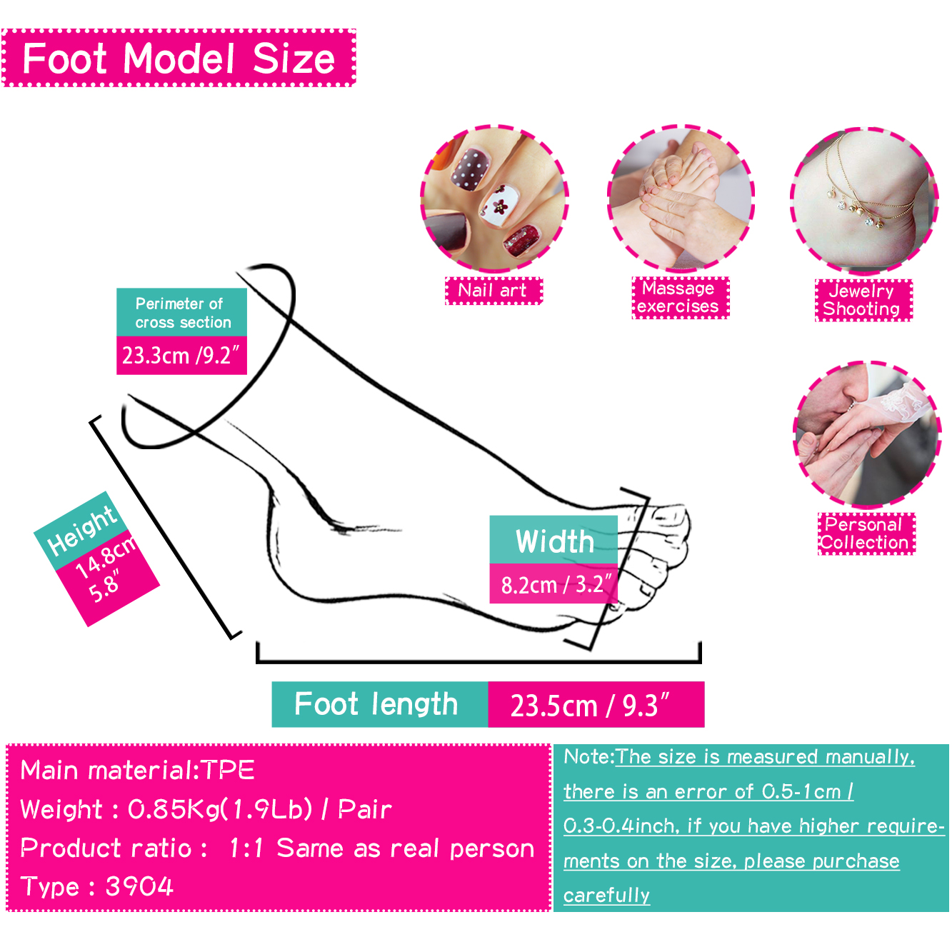 Nail Practice Foot Model Real Female Manicure Silicone Mannequin Feet Fetish For Painting Shoes Sock Jewelry Props Display 3904