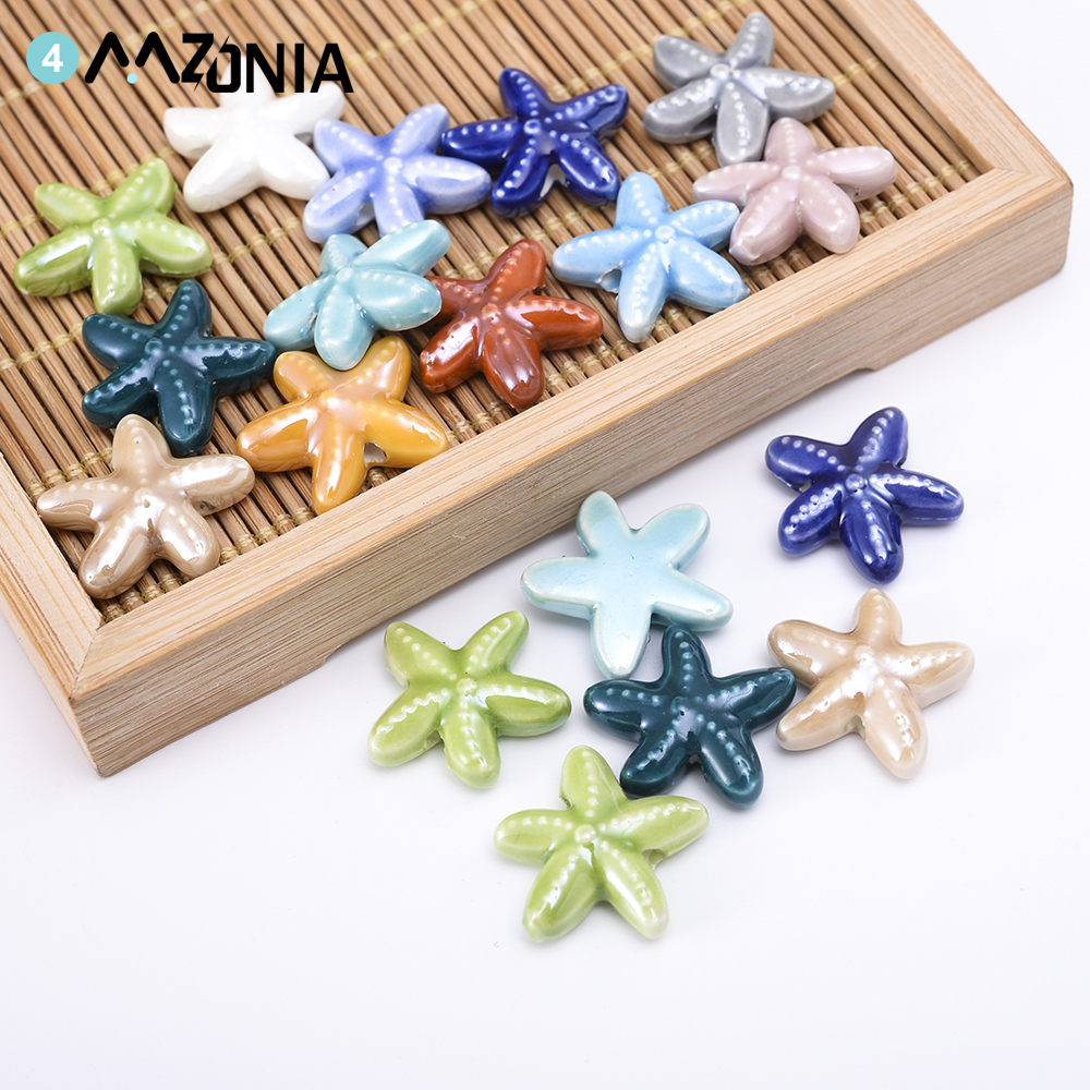 Mixed Color 18mm Starfish Shape Ceramic Beads Porcelain Spacer Beads For Jewelry Making Diy Bracelets Necklaces Accessories