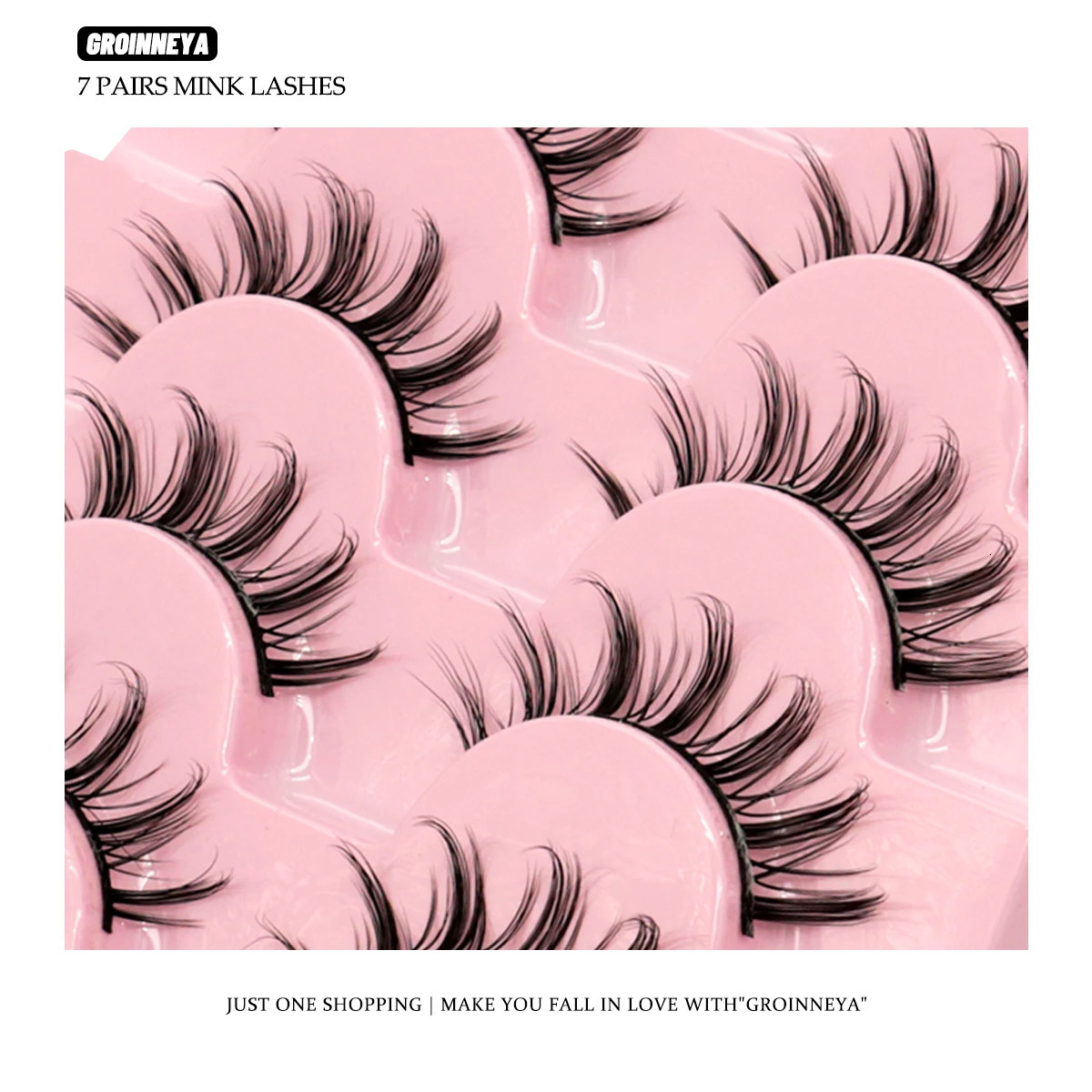 GROINNEYA 5/7 pairs Eyelashes Manga Lashes Natural False Lashes Fluffy Soft Cross Fairy Little Devil Lashes Extension Makeup 240624