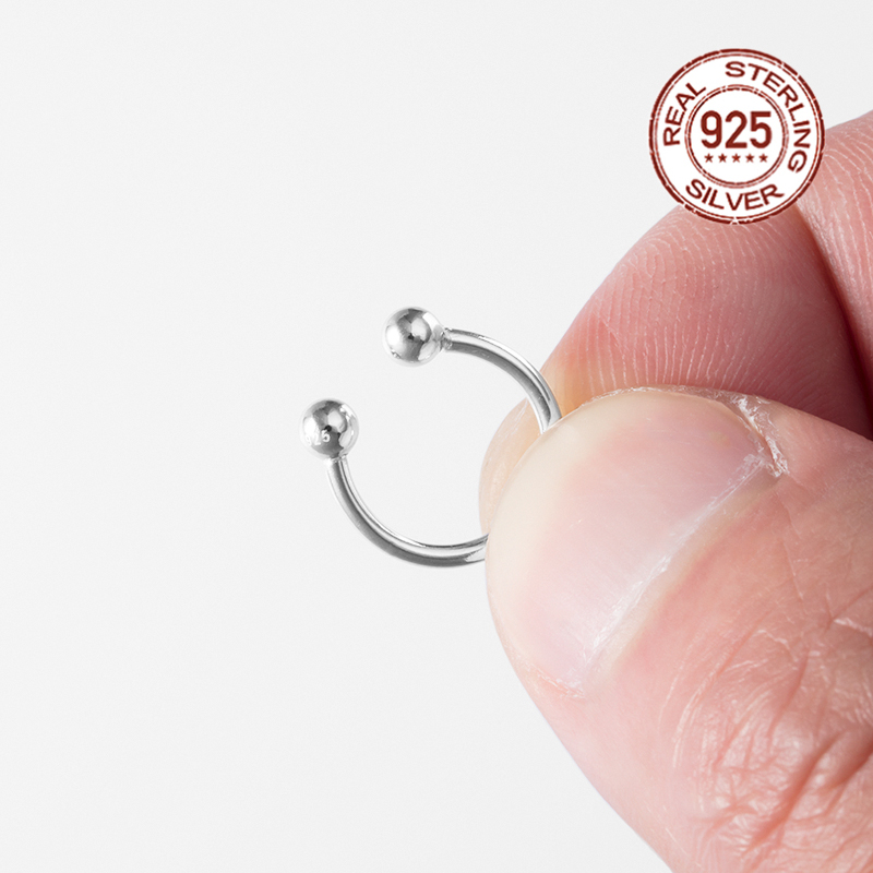 925 Sterling Silver Nose Septum Rings Horseshoe Piercing Jewelry 16G Cartilage Helix Tragus Earring Lip Piercing 6mm 8mm 10mm