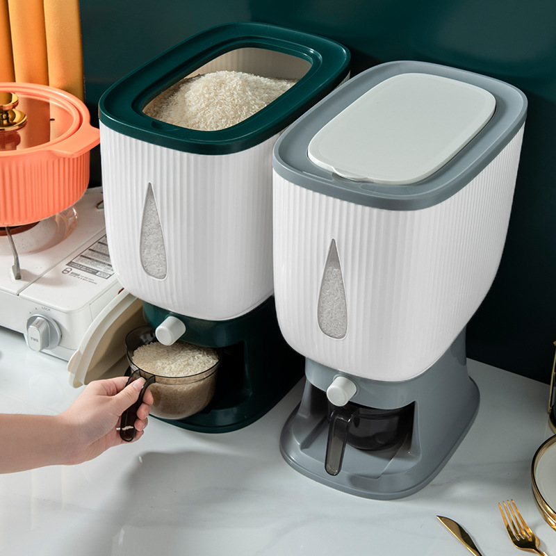 Wanmeng Metering Rice Bucket 10kg Insect-proof and Moisture-proof Rice Storage Bucket Household Rice Tank Press out Rice Plastic Rice Bucket