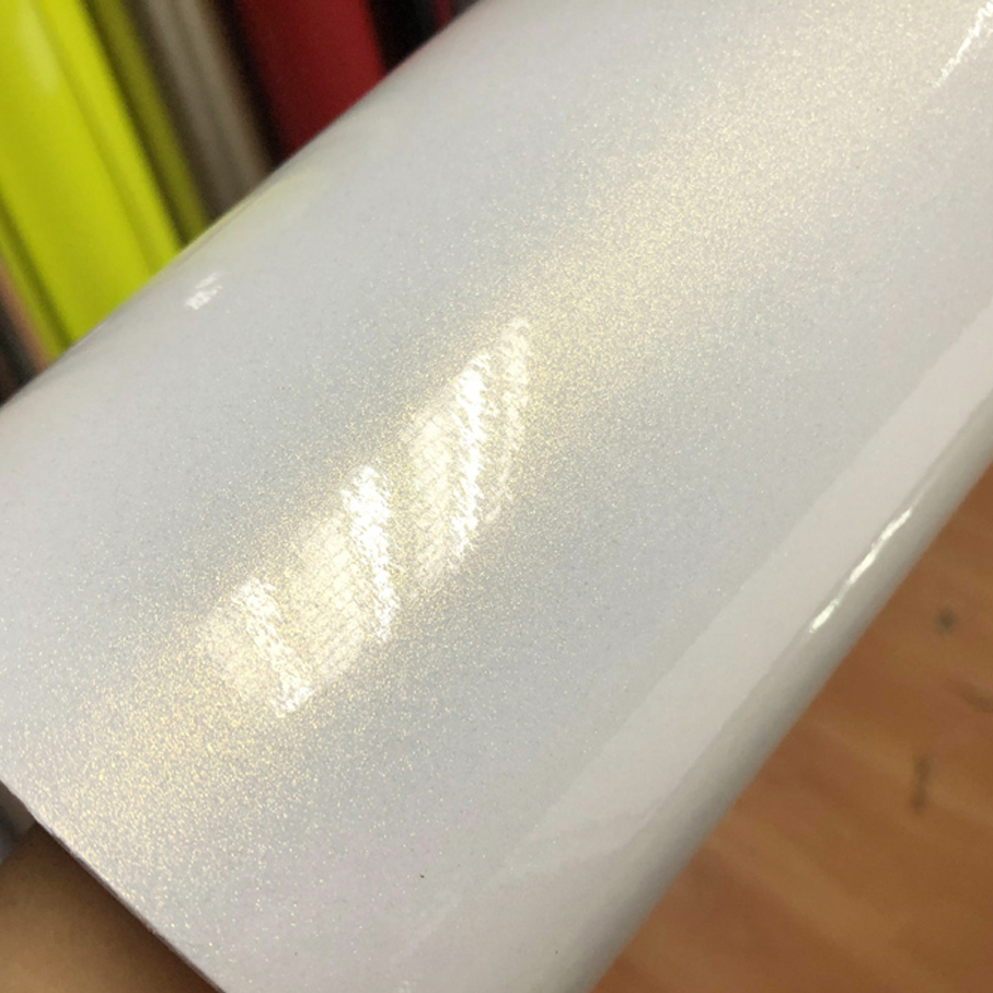 50cm*200/300CM High Glossy white golden sand pearl car wrap vinyl film car wrap sheet roll car sticker decal