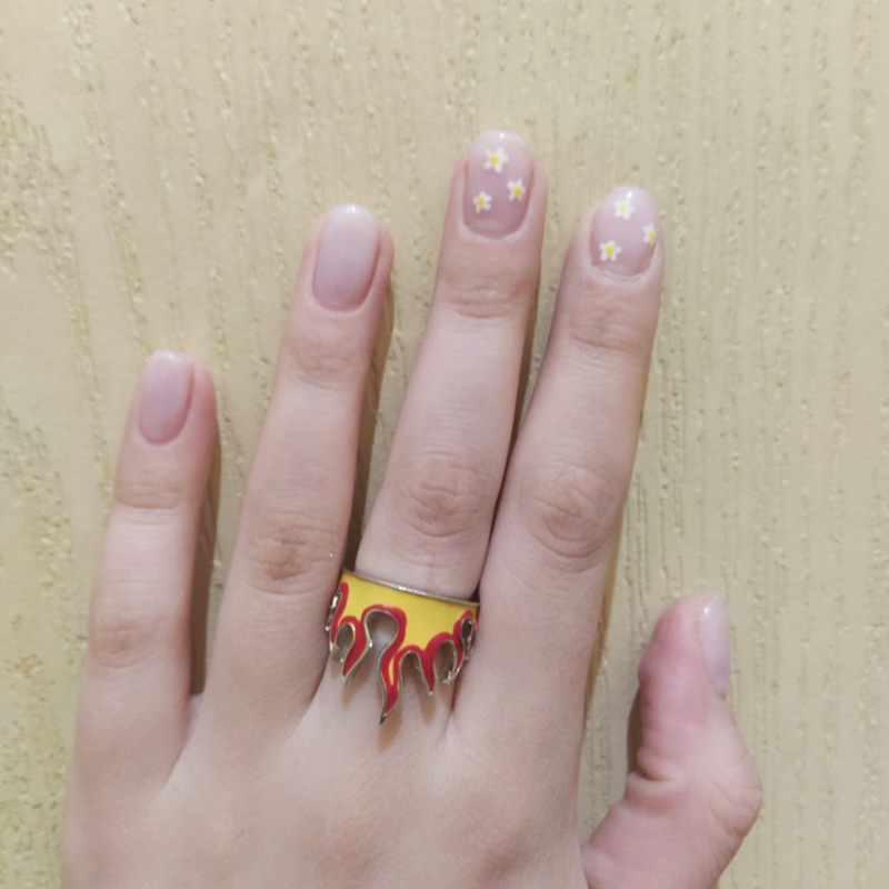 Fire Flame Ring Opening Adjustable Size Blaze Crown Finger Band for Women Finger Rings Men Hiphop Punk Party Jewelry Gifts