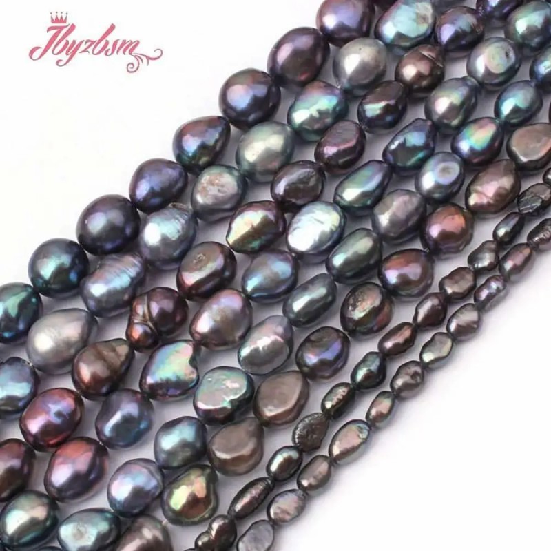 Natural Freshwater Pearl Black Freeform DIY Stone Beads 15" For Necklace Bracelet Jewelry Making 5-7/8-9//10-11mm Free Shipping