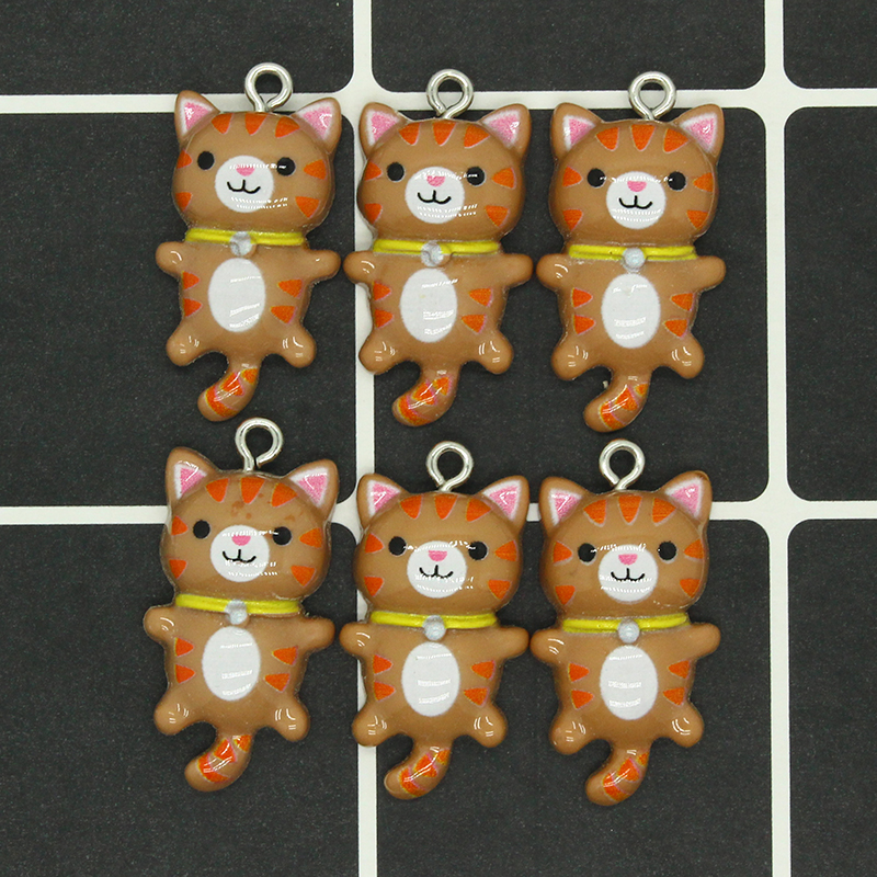 10/16pcs Cute Cat Earring Resin Charms DIY Flatback Smooth Frosting Animal Jewelry Pendants For Keychain Choker Make D36