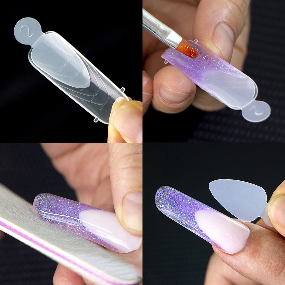 FILI Dual Forms Nail Mold Forms With Line Sticker Kit Silicone Nail Sticker Quick Building UV Gel Mold Fake Nail Top Form