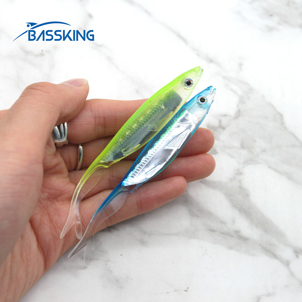 BASSKING Soft Silicone Fishing Lures Shad Worms Saltwater Freshwater Wobblers Artificial Bait Bass Tackle Jigs 95mm 3.8g 5Pcs
