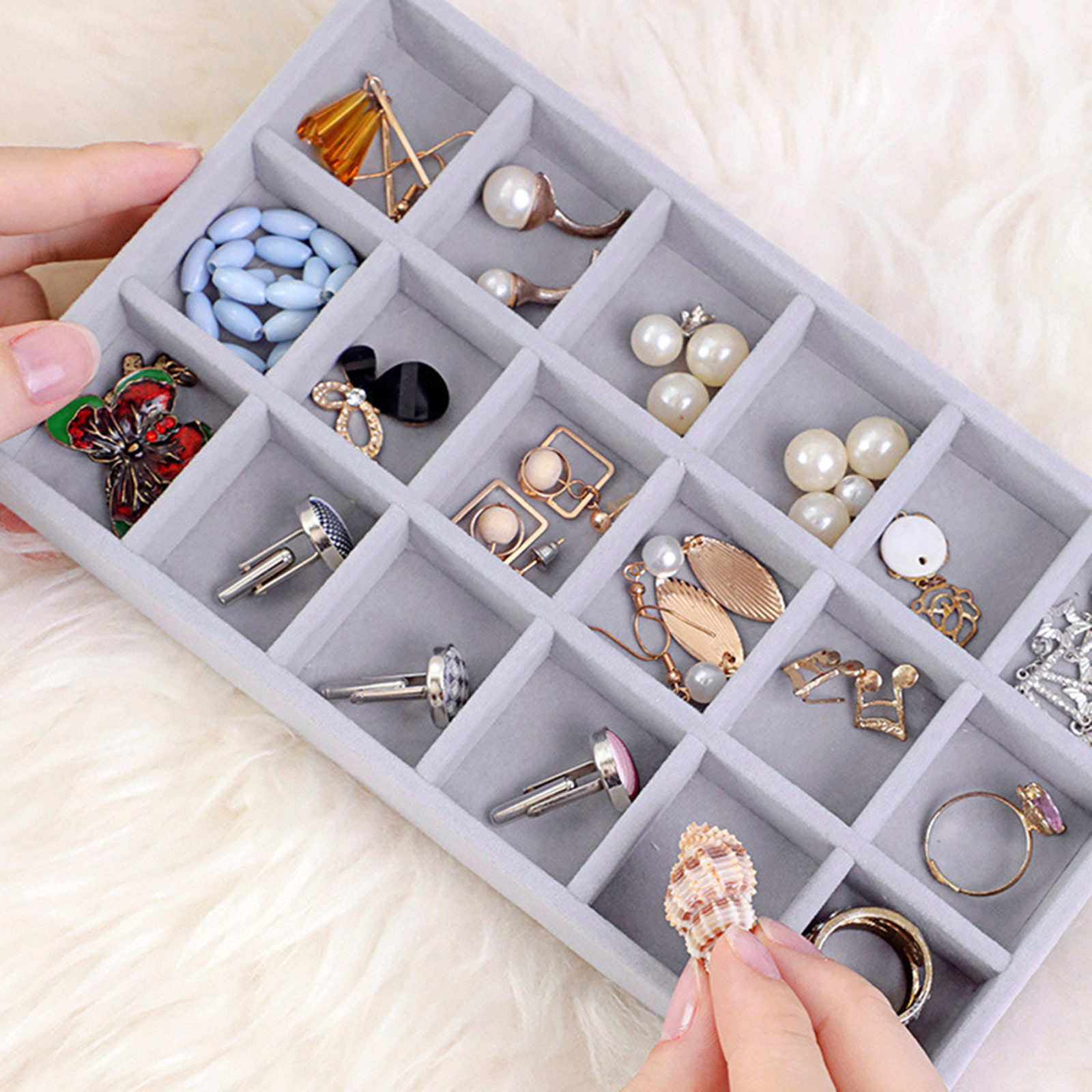 Jewellery Display Box Earring Ring Tray Storage Case Organizer Velvet Multi-Purpose Bracelet Necklace knickknacks Holder Gifts