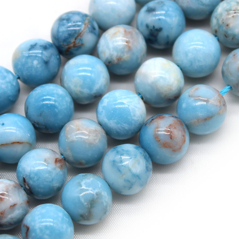 Natural Stone 6 8 10 12MM Larimar Blue Round Loose Spacer Beads for Jewelry Making DIY Bracelet Necklace Accessories 15"