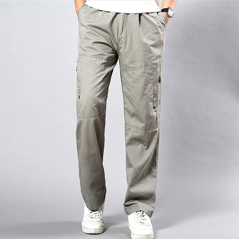 Men's Pants Cargo For Men Fleece Lined Sweatpants Open Bottom Straight Leg Loose Fit Baggy Athletic Jogger Pant