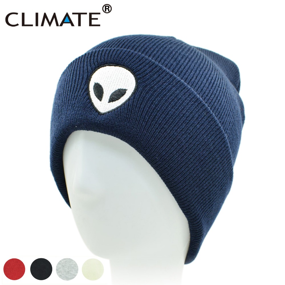 CLIMATE Alien UFO Winter Beanie Warm Knitted Men Women Hat Outstar Saucer Space Aliens HipHop Soft Hat for Adult Teenagers Boy