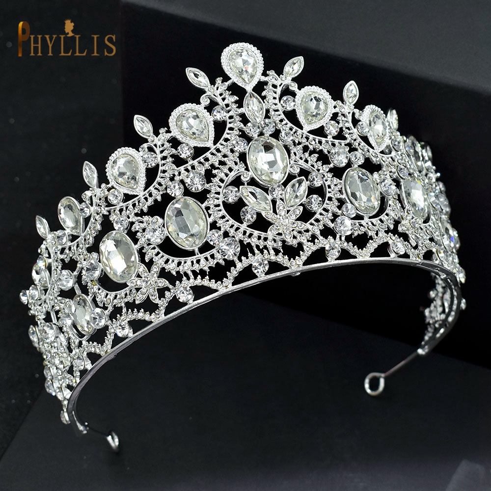 A44 Rhinestone Wedding Hair Accessories Baroque Headpiece Crystal Bridal Tiaras and Crowns Hair Jewelry Set Pageant Diadem