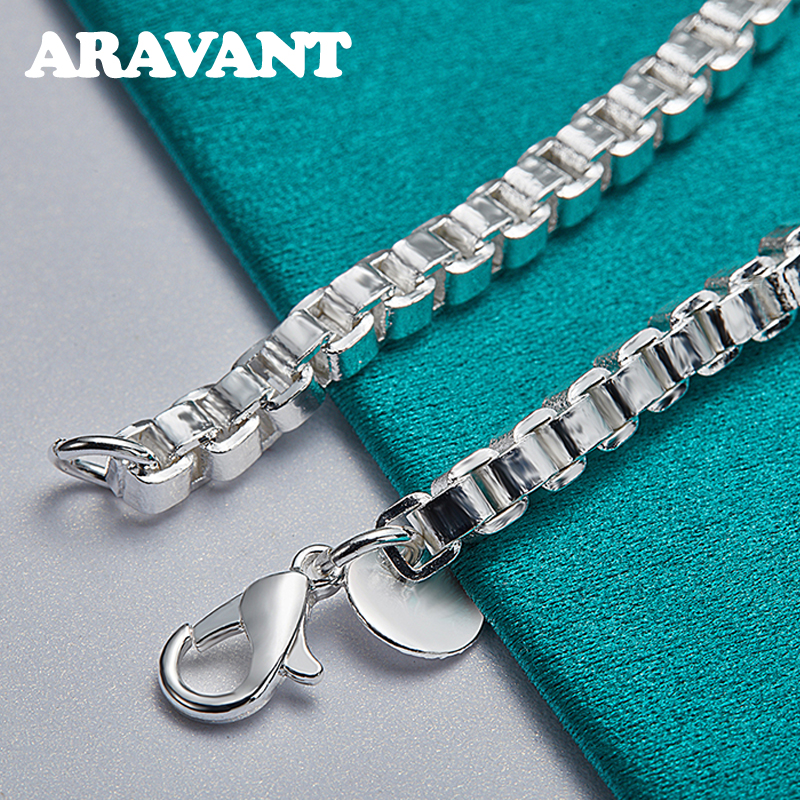 925 Silver 3MM Box Chain Bracelet For Women Silver Jewelry
