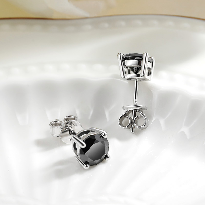 HORRIPAL 0.5-1CT Black Moissanite Earrings S925 Sterling Silver Cool HipHop Studs Earrings for Man Woman Jewelry GRA Wholesale