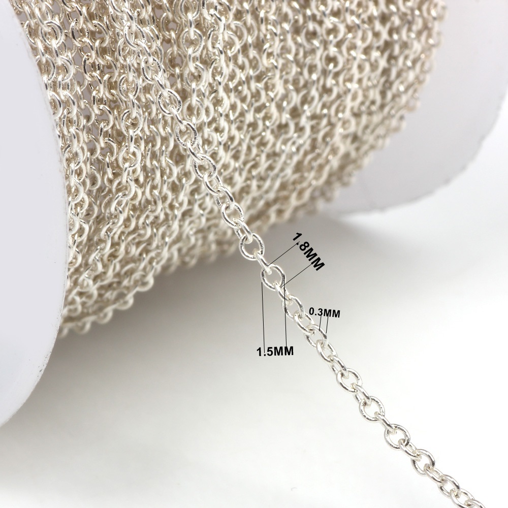 OlingArt 5M/lot 1.5MM/2.2MM Metal Silver Plated Oval shape Link Chains For bracelet/necklace/ DIY jewelry accessories making
