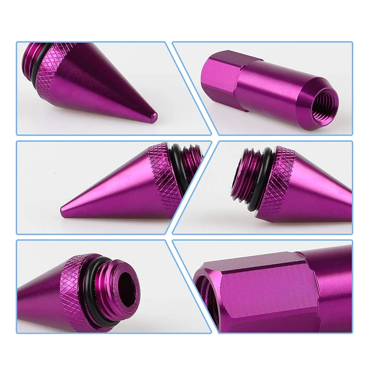 20pcs Jdm Racing Car Accessories Wheel Nuts M12x1.5 M12x1.25 Aluminum 60mm Extended Tuner Spike Lug Nuts For Cadillac Lincoln