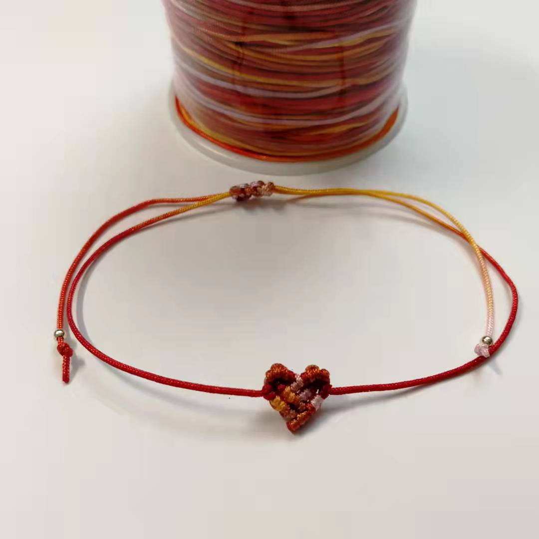 Bohemia Gradient Candy Colors 18k Gold Beads Heart Shaped Love Lucky Handmade Rope Bangle Braided Bracelet Couple Sister Gift