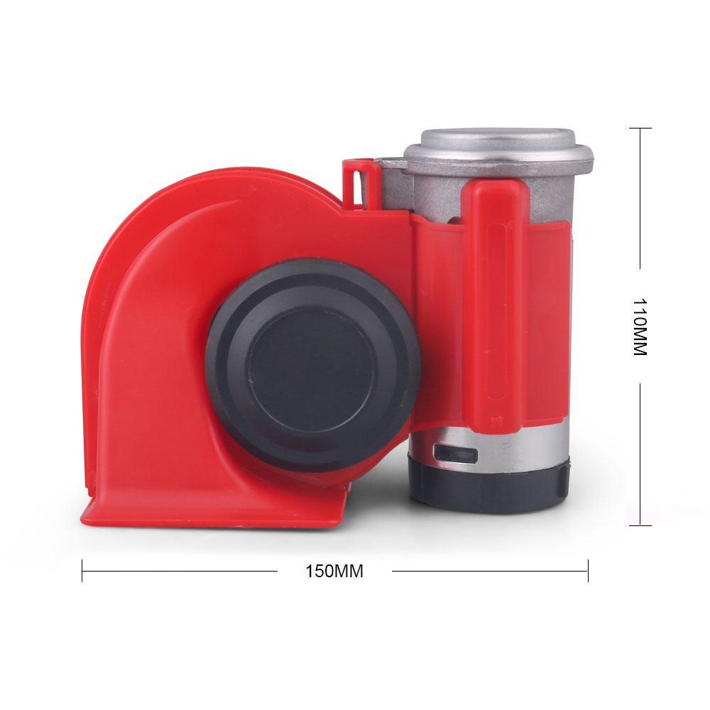12V 115dB Car Air Horn Red Compact Dual Tone Electric Pump Loud Siren Vehicle for Car Motorcycle Truck Bicycle