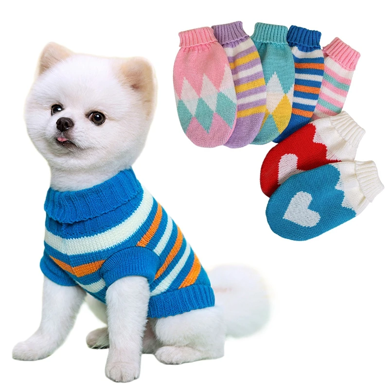 Winter Dog Sweater Puppy Dog Sweaters for Small Medium Dogs Pet Turtleneck Chihuahua Vest Knitted Puppy Cat Coat Yorkie Customes