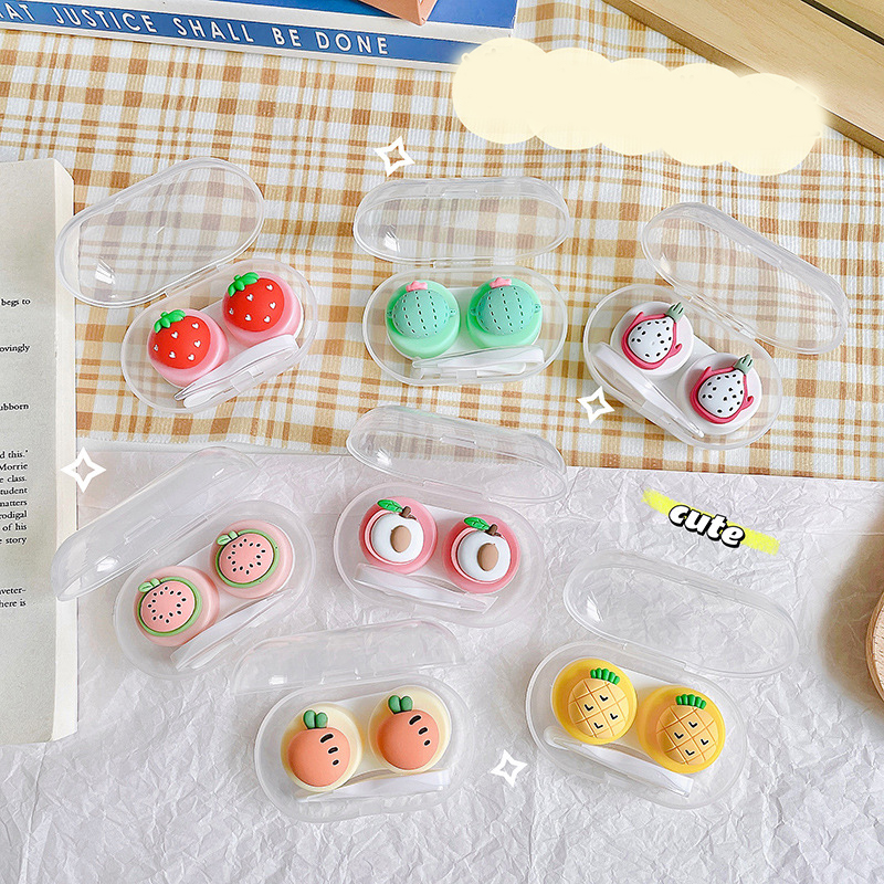 Fruit Style Glasses Cosmetic Contact Lenses Box Cute Contact Lens Case for Eyes Travel Kit Holder Container Travel Accessories