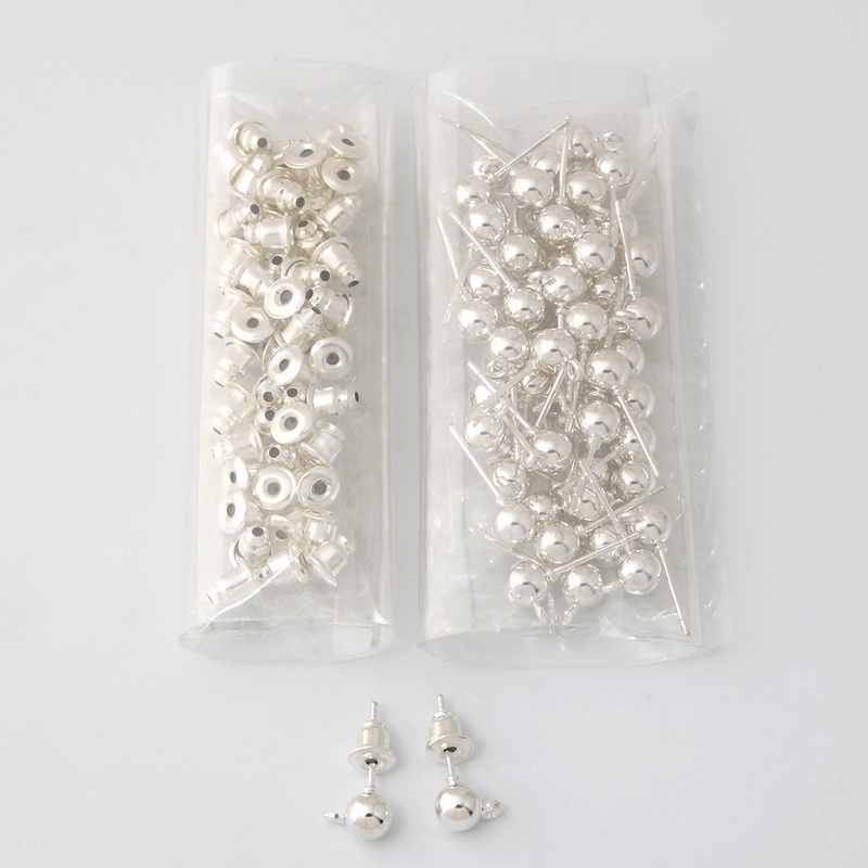 50 Sets Gold Silver Rhodium Plated Metal Stud Earring Plastic Ear Plugging Earring Back Stopper DIY Jewelry Making Accessories